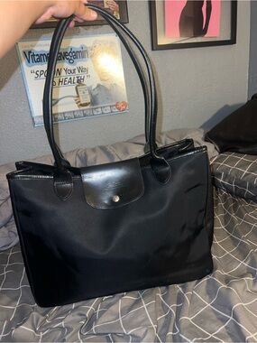 Longchamp Black Le Pliage Diaper Bag